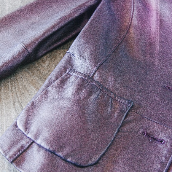 Bernardo Metallic Leather Purple Blazer - Picture 6 of 7